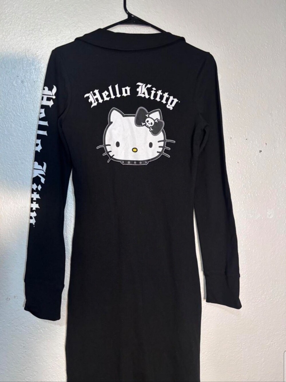 Hello Kitty Black Long Sleeve Dress with White Graphic